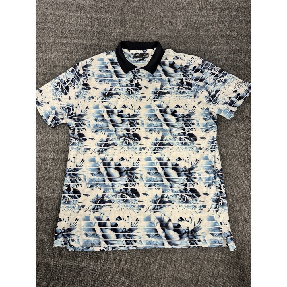 Mens Oakley Hydrolix Blue Tropical Designed Polo Shirt Size XL